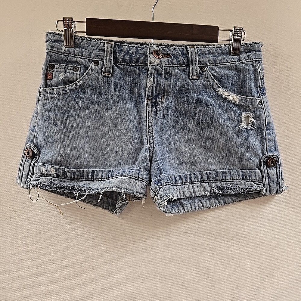 LEI Size 3 Women Junior Blue 100%Cotton Distressed Light Wash
